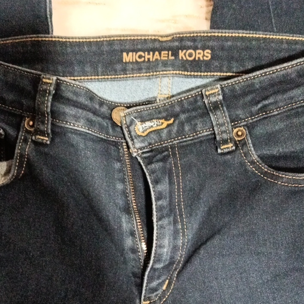 Michael Kors Dark Blue Jeans with Gold Stitching